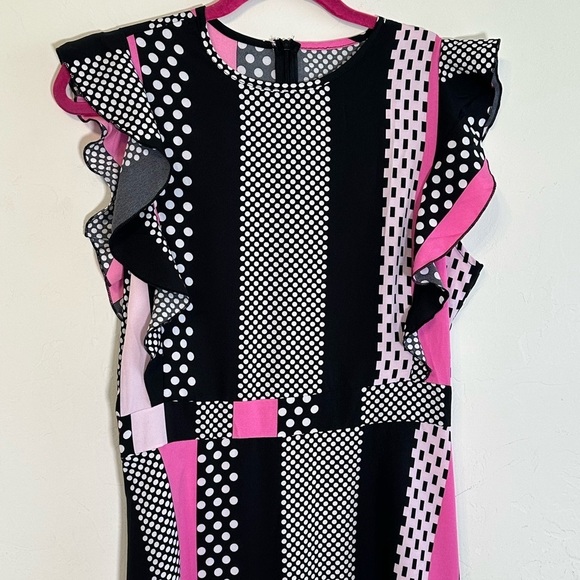 NWOT Women’s polka dot/stripe multi color dress Sz. M - Picture 2 of 13